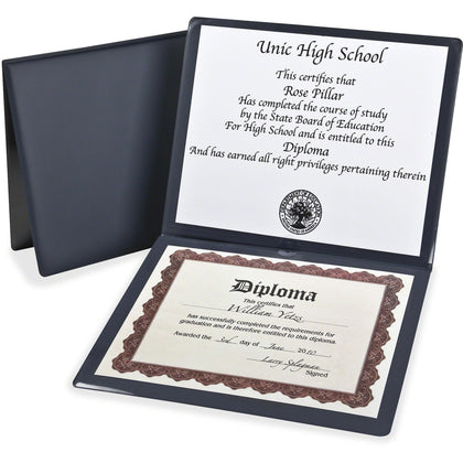 Oxford Certificate Holder: 12’’x10’’ Navy Tab Padded - Durable & Wall Mountable - Certificates Seals