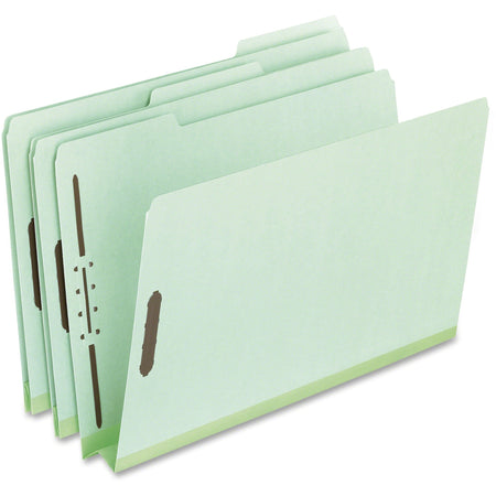 Pendaflex 1/3 Tab Cut Legal Recycled Top Tab File Folder - 8 1/2" x 14" - 2" Expansion - 2 Fastener(s) - Top Tab Location - Assorted Tab Position - 25 pt. - Pressboard - Green - 60% Recycled - 25 / Box
