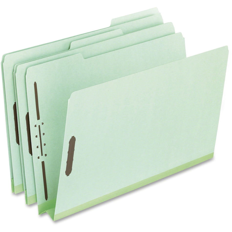 Pendaflex 1/3 Tab Cut Legal Recycled Top Tab File Folder - 8 1/2" x 14" - 2" Expansion - 2 Fastener(s) - Top Tab Location - Assorted Tab Position - 25 pt. - Pressboard - Green - 60% Recycled - 25 / Box