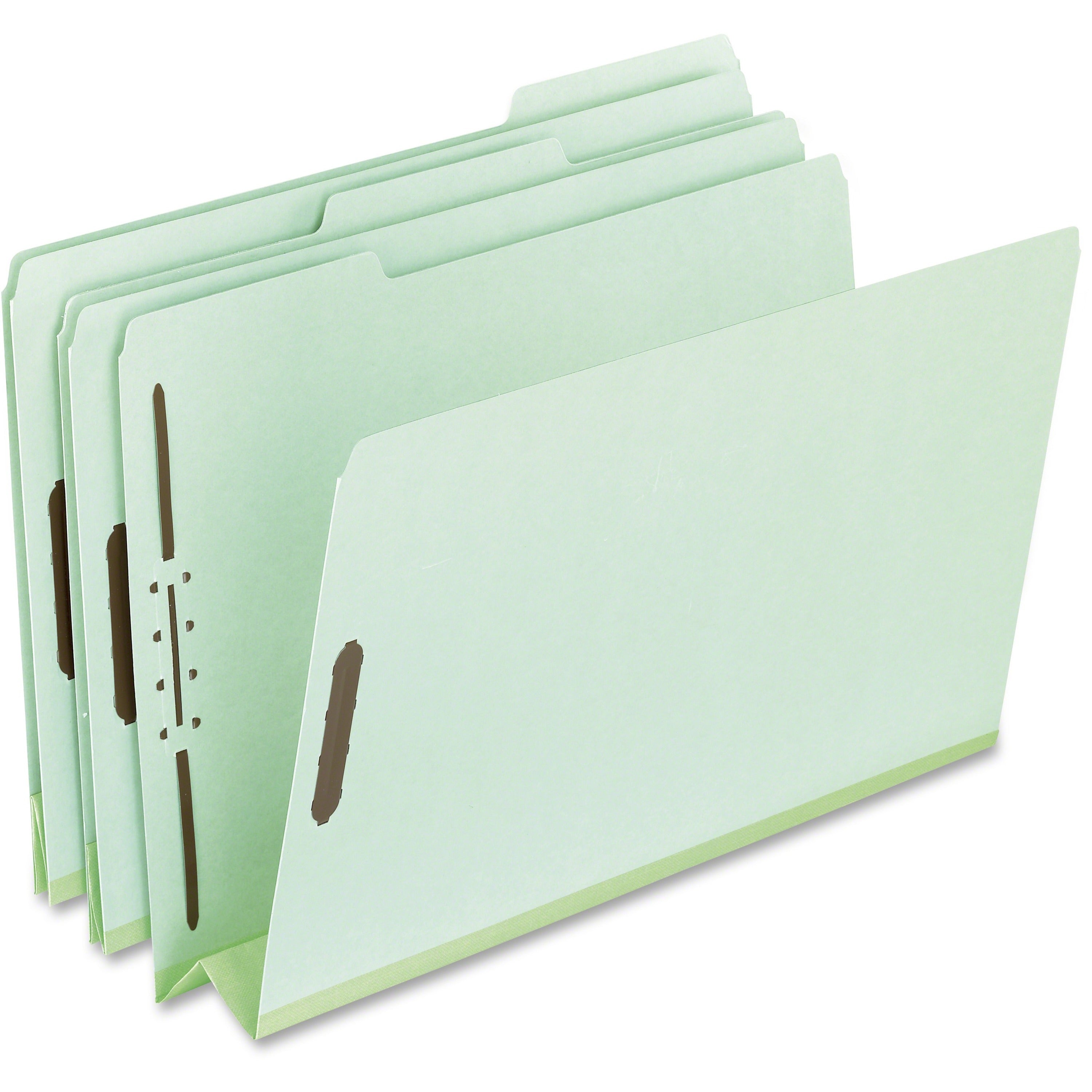 Pendaflex 1/3 Tab Cut Letter Recycled Top Tab File Folder - 8 1/2" x 11" - 3" Expansion - 2 Fastener(s) - Top Tab Location - Assorted Tab Position - 25 pt. - Pressboard - Green - 60% Recycled - 25 / Box