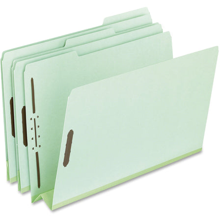 Pendaflex 1/3 Tab Cut Letter Recycled Top Tab File Folder - 8 1/2" x 11" - 3" Expansion - 2 Fastener(s) - Top Tab Location - Assorted Tab Position - 25 pt. - Pressboard - Green - 60% Recycled - 25 / Box