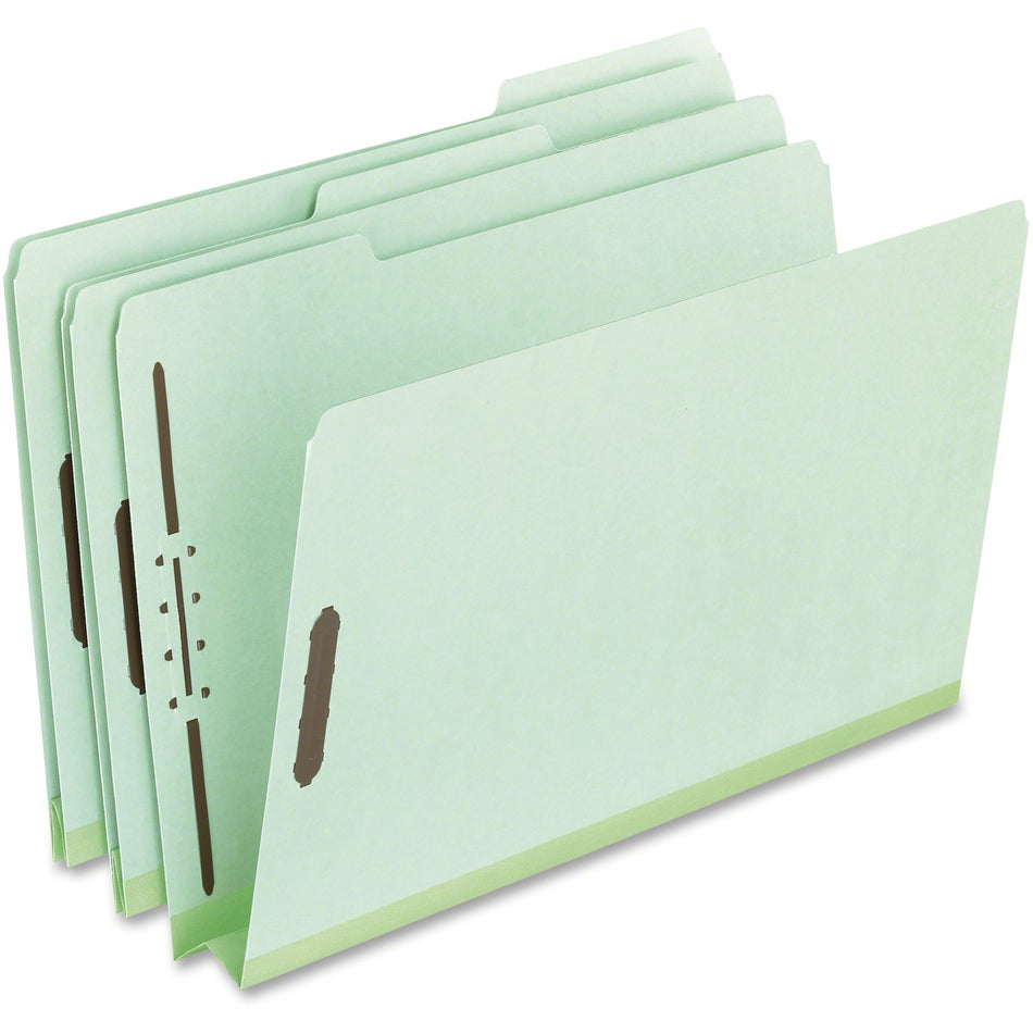 Pendaflex 1/3 Tab Cut Letter Recycled Top Tab File Folder - 8 1/2" x 11" - 2" Expansion - 2 Fastener(s) - Top Tab Location - Assorted Tab Position - 25 pt. - Pressboard - Green - 60% Recycled - 25 / Box
