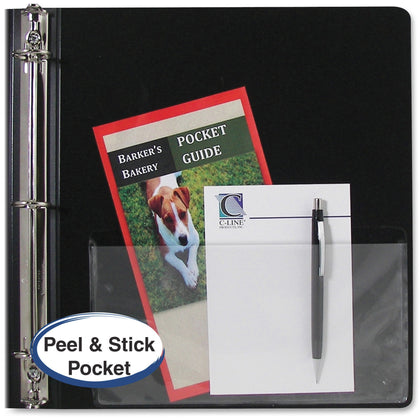 C-Line Peel & Stick Filing Pockets - Clear Polypropylene - 10/Pack - Binder