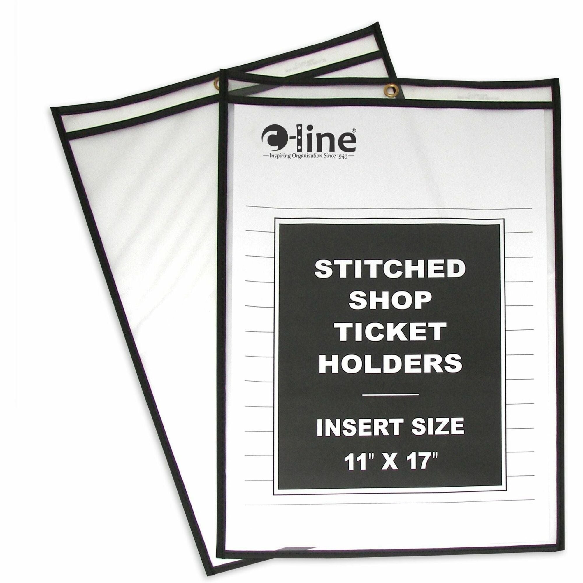C-Line Stitched Vinyl Shop Ticket Holders - Support 11" x 17" Media - Vinyl - Black, Clear - Sturdy - 25 / Box
