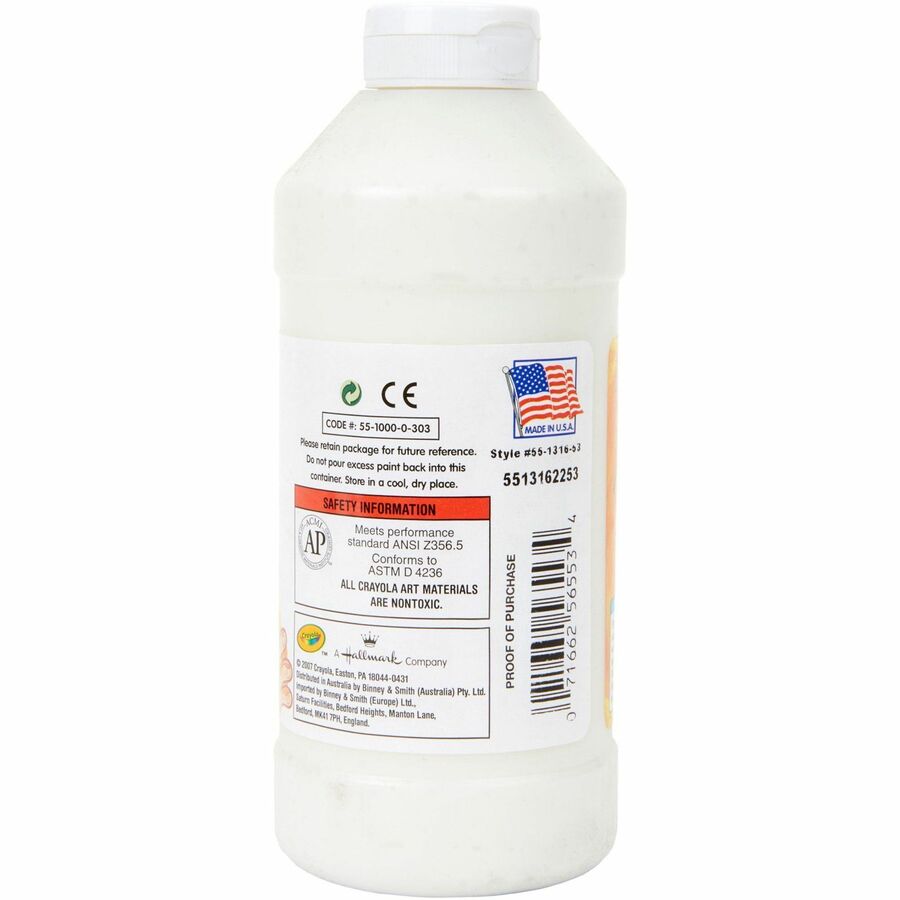 Crayola Washable Finger Paint - 1 Color(s) - White - 16 fl oz - Washable - 1 Each