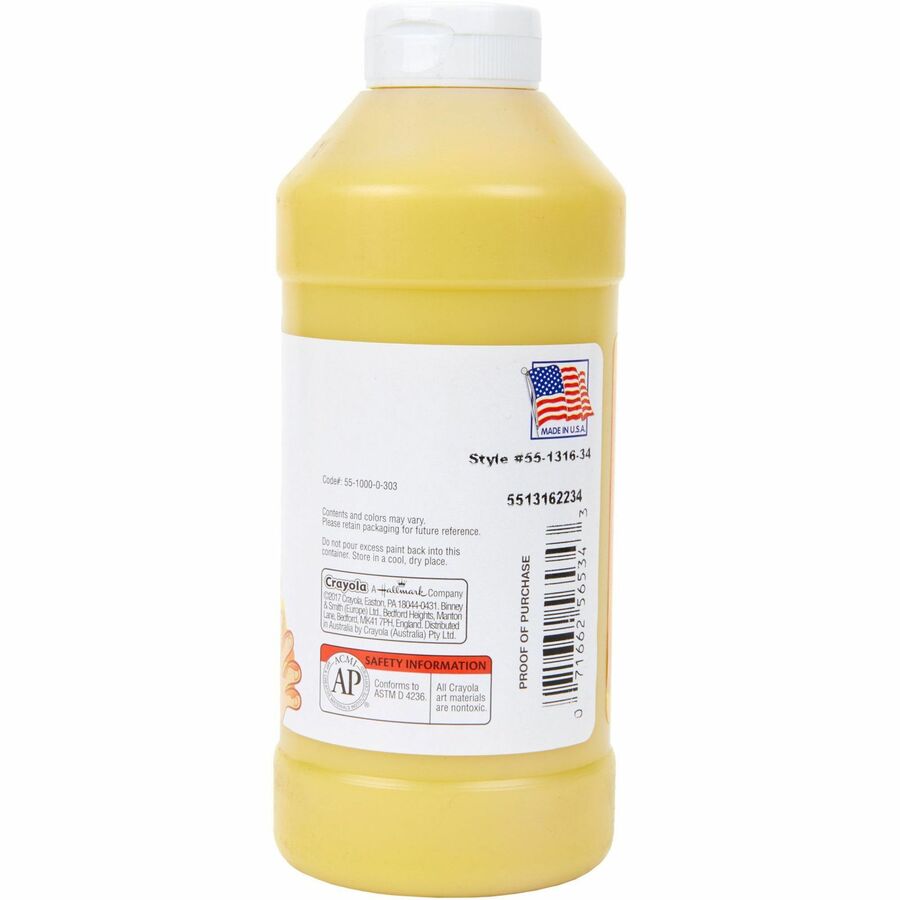 Crayola Washable Finger Paint - 1 Color(s) - Yellow - 16 fl oz - Washable - 1 Each