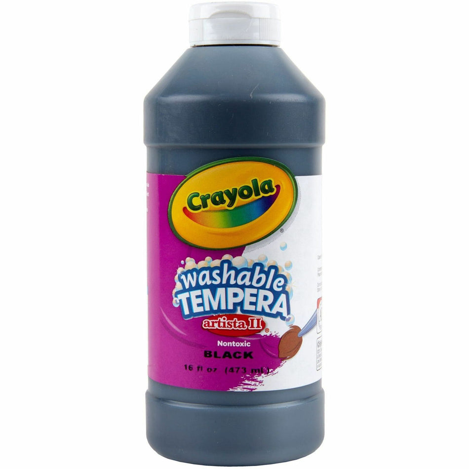 Crayola Artista II Washable Tempera Paint - Black - 16 oz - Washable - 1 Each