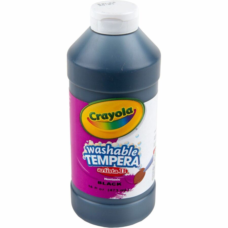 Crayola Artista II Washable Tempera Paint - Black - 16 oz - Washable - 1 Each