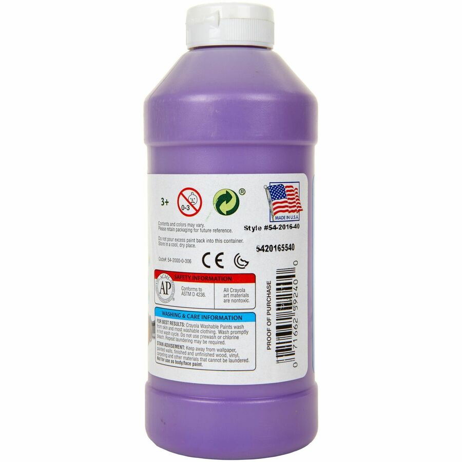 Crayola Washable Paint - Violet - 16 oz - Washable - 1 Each
