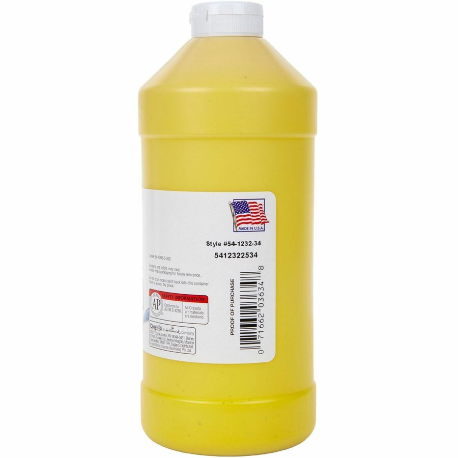 Crayola 32 oz. Premier Tempera Paint - 1 Color(s) - Yellow - 2 lb - Washable - 1 Each