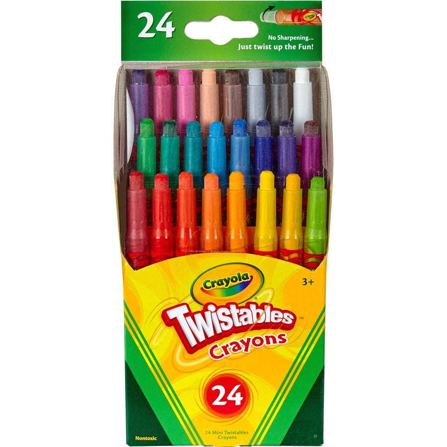 Crayola Mini Twistables Crayons, 24 Count - For Child - Red, Scarlet, Red Orange, Orange, Yellow-orange, Yellow, Green, Yellow Green, Blue Green, Blue, Red Violet, ... - Plastic - 24 / Set