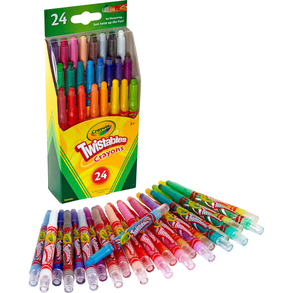 Crayola Mini Twistables Crayons, 24 Count - For Child - Red, Scarlet, Red Orange, Orange, Yellow-orange, Yellow, Green, Yellow Green, Blue Green, Blue, Red Violet, ... - Plastic - 24 / Set