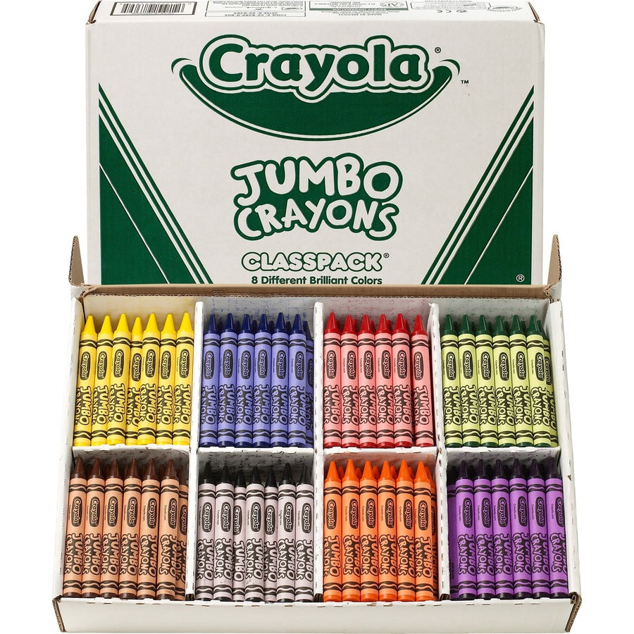 Crayola 8-Color Jumbo Crayon Classpack - 5" Length x 0.5" Diameter - Assorted - 200 / Box