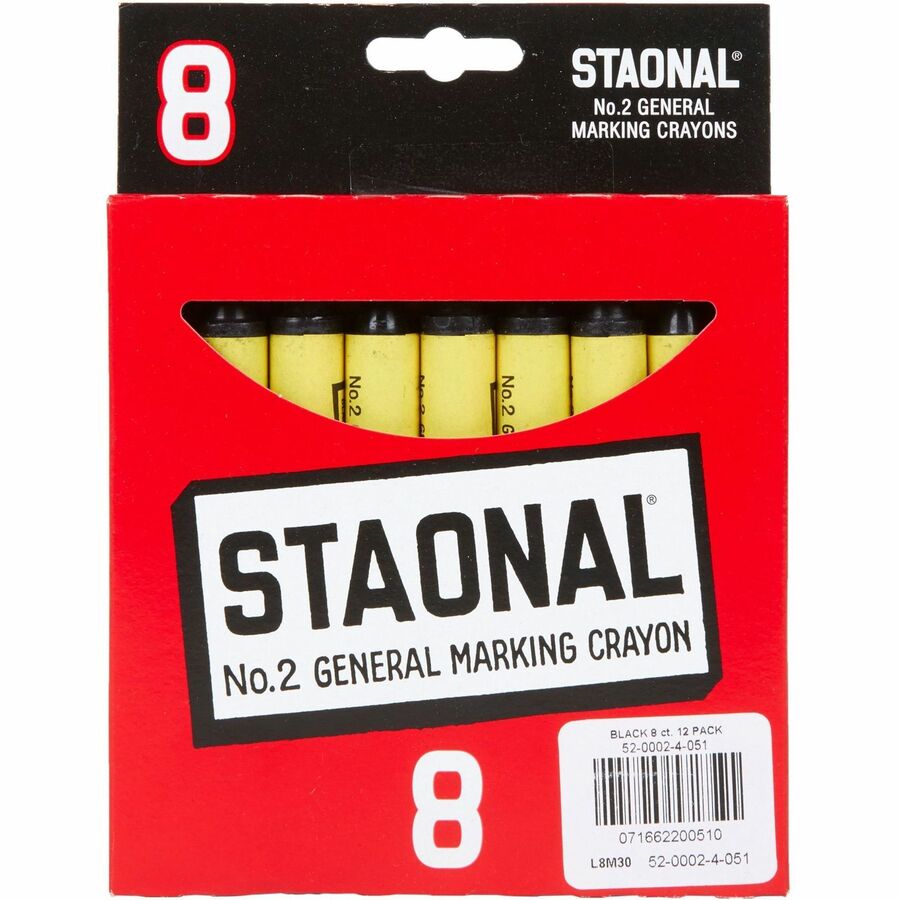 Crayola No. 2 Staonal Marking Wax Crayons - 5" Length x 0.6" Diameter - Black - 8 / Box