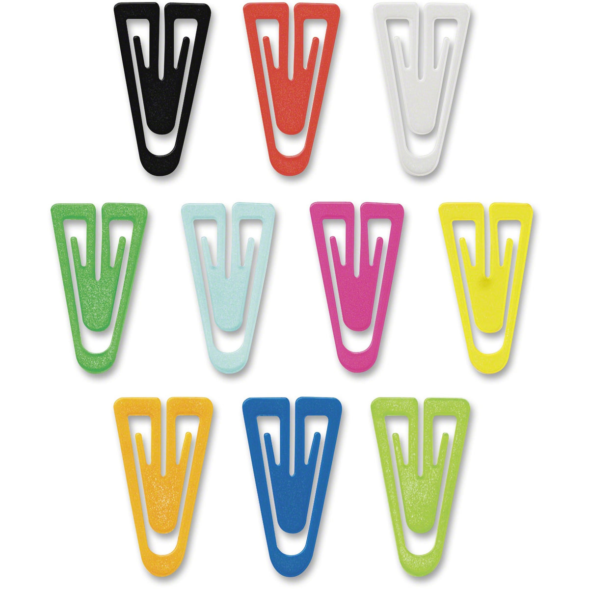 Gem Office Products Triangular Paper Clips - Large - for Paper, File - Non-magnetic - Assorted - Plastic - 200 / Box