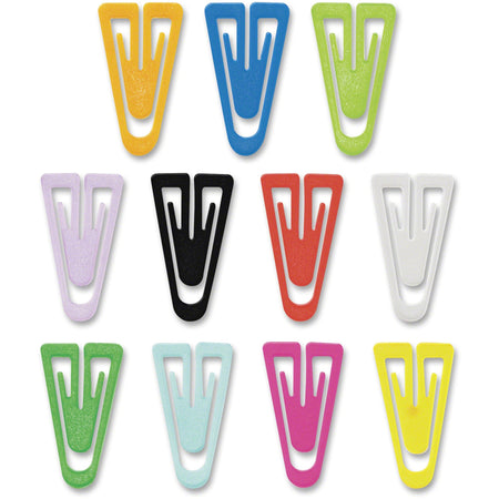 Gem Office Products Triangular Paper Clips - Medium - for Paper, File - Non-magnetic - Assorted - Plastic - 500 / Box