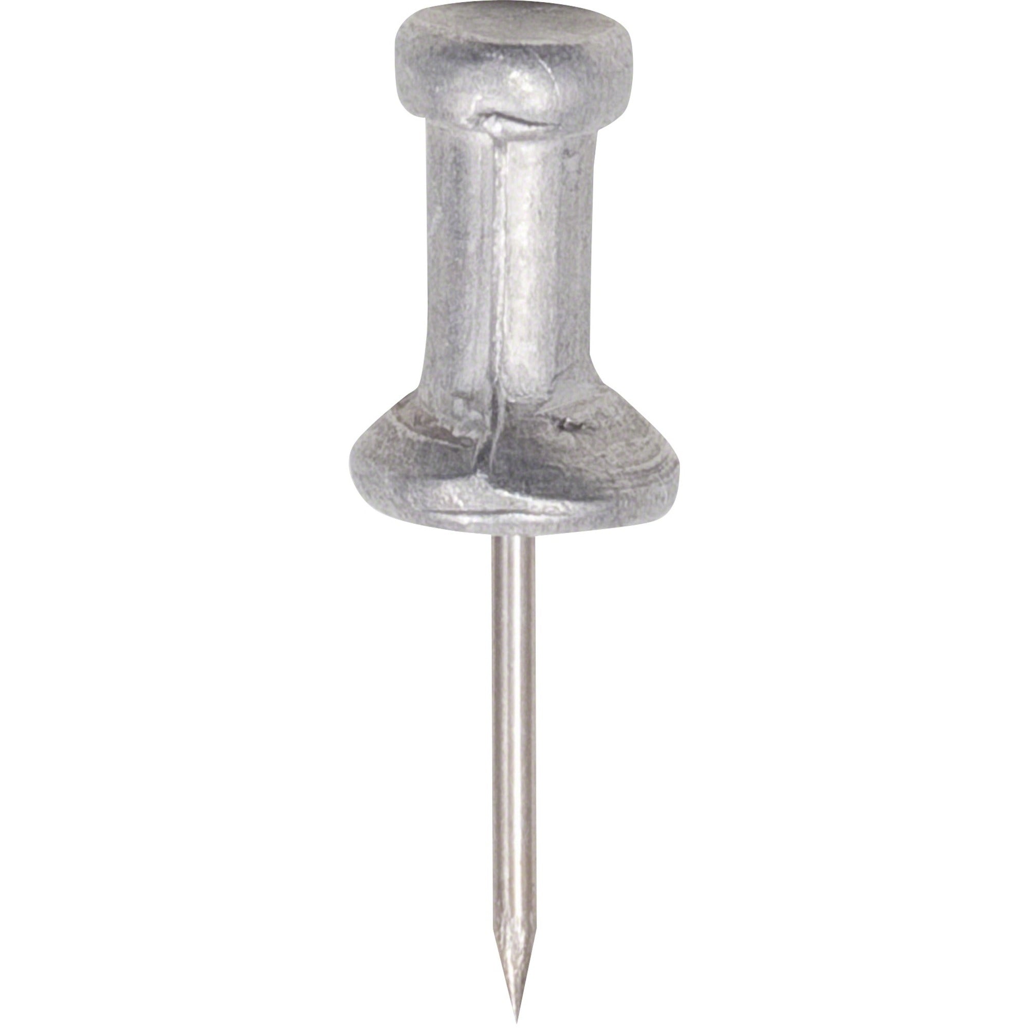 Gem Office Products Aluminum Pushpins - 0.50" Shank - 0.5" Diameter - for Notice - Silver - Aluminum - 100 / Box