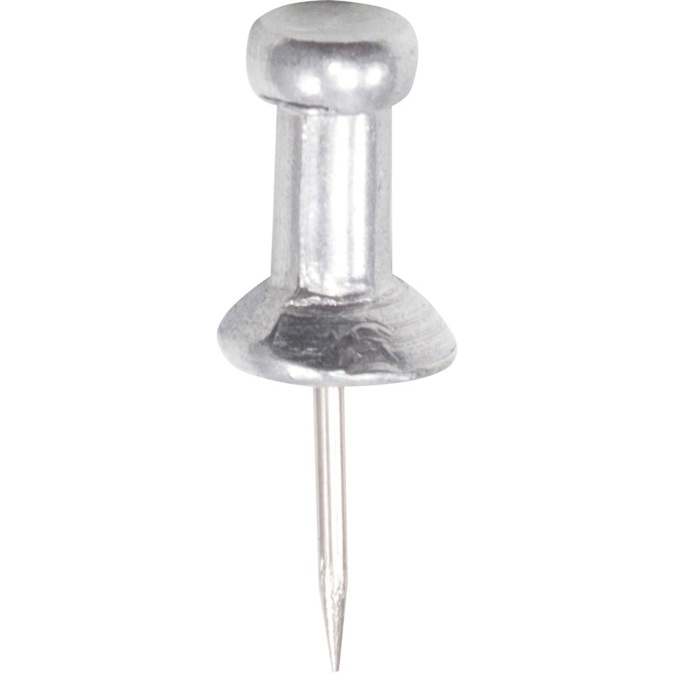 Gem Office Products Aluminum Pushpins - 0.4" Length x 0.2" Diameter - Silver - 100 / Box