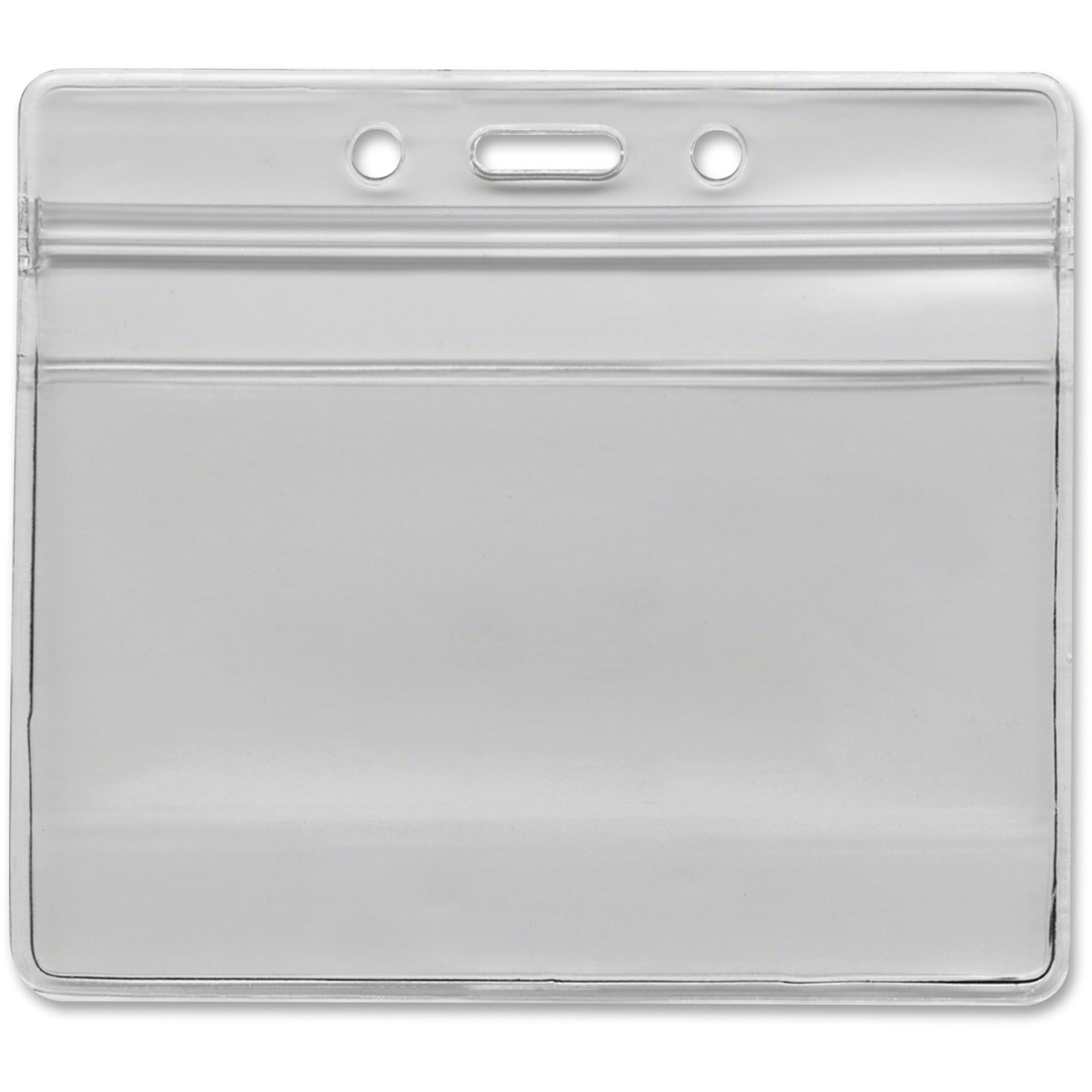 Advantus Horizontal Resealable Badge Holder - 3.8" Width x 2.6" Length - Vinyl - Clear - 50 / Pack