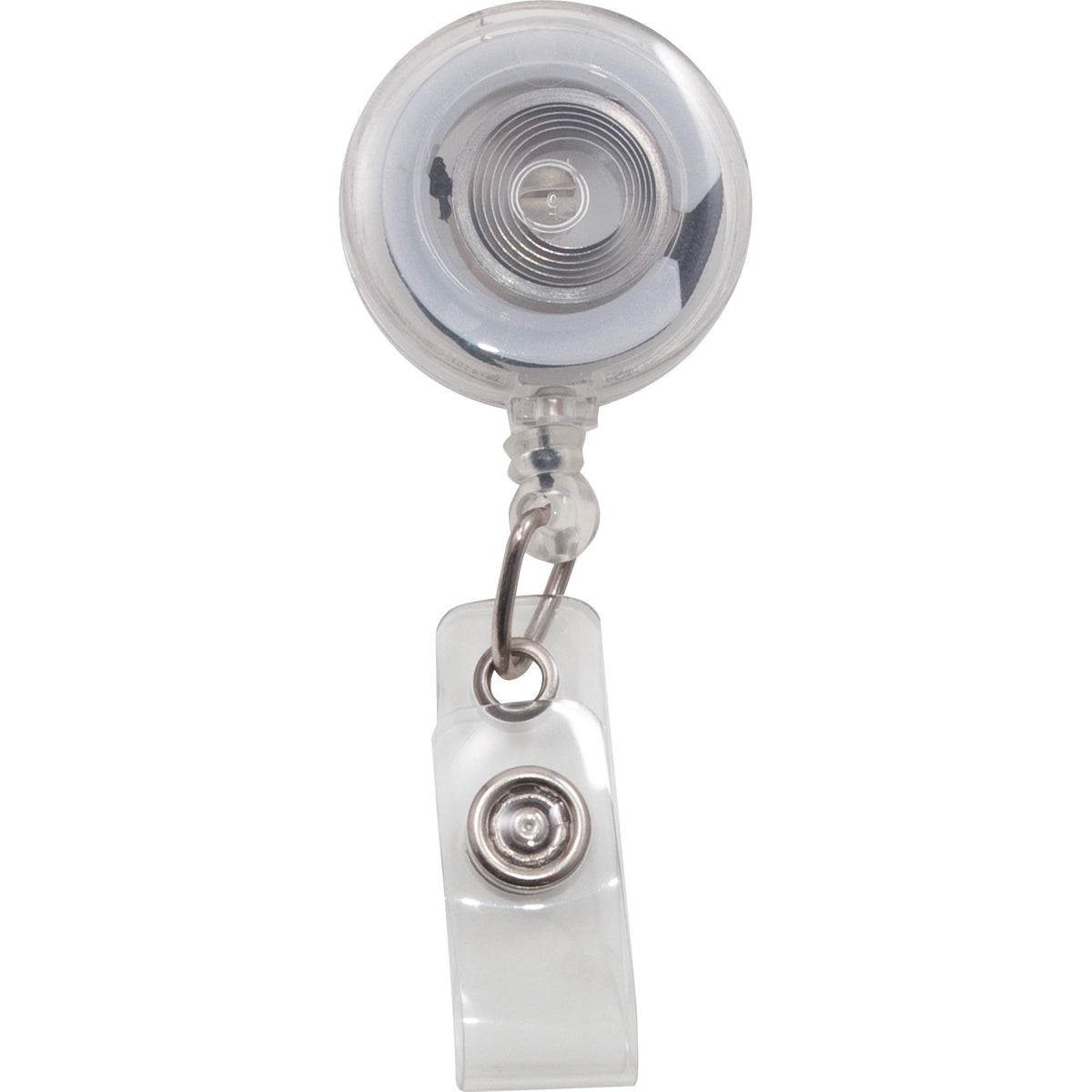 Advantus Translucent Retractable ID Card Reel with Snaps - Plastic, Nylon - Translucent - 12 / Pack