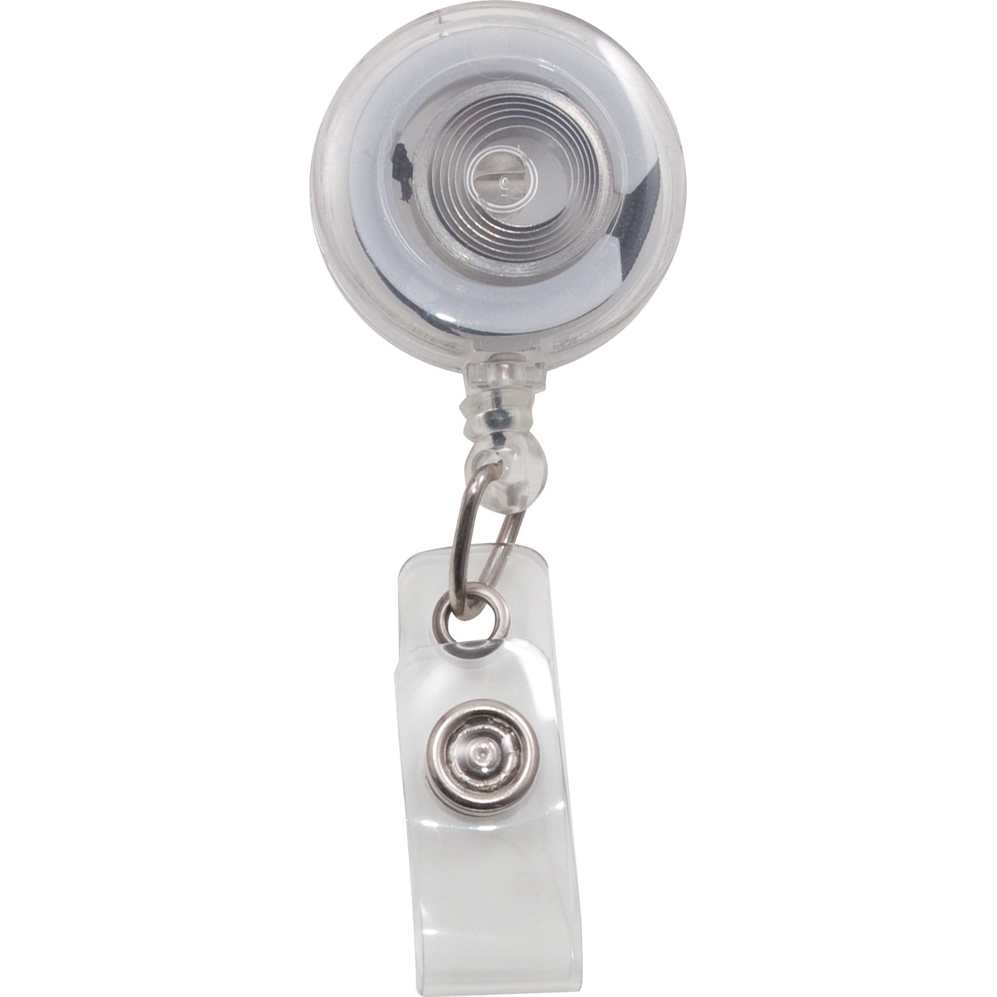 Advantus Translucent Retractable ID Card Reel with Snaps - Plastic, Nylon - Translucent - 12 / Pack