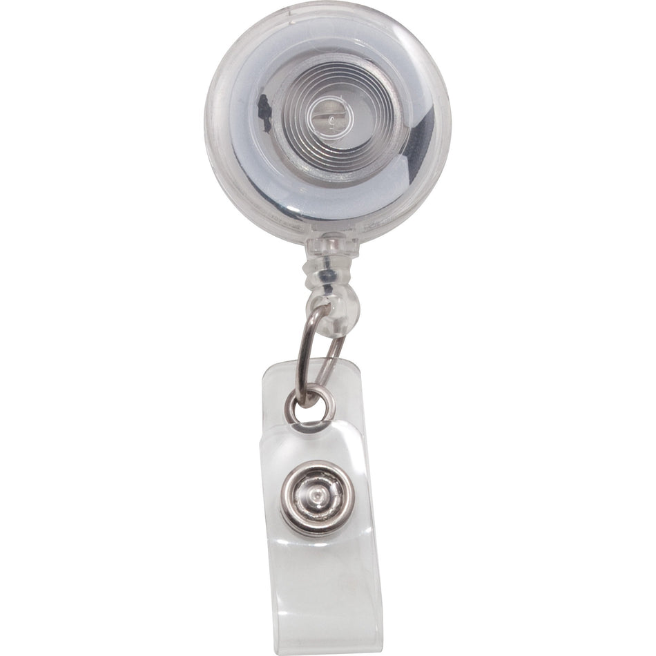 Advantus Translucent Retractable ID Card Reel with Snaps - Plastic, Nylon - Translucent - 12 / Pack