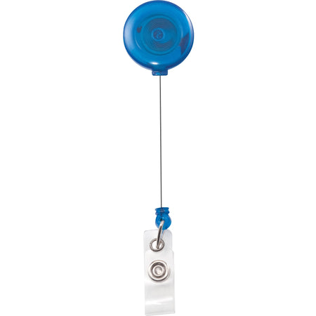 Advantus Translucent Retractable ID Card Reel with Snaps - Vinyl, Nylon, Metal - Translucent Blue, Clear - 12 / Pack