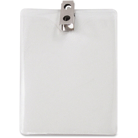 Advantus Vertical Badge Holder with Clip - 3" Width x 4" Length - Vinyl - Clear - 50 / Pack