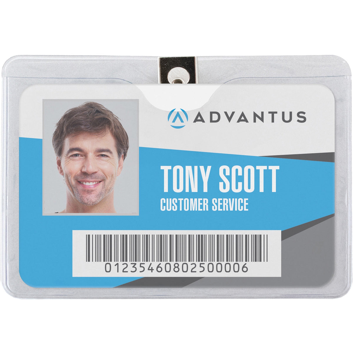 Advantus Horizontal Badge Holder: Clear Vinyl 4’’x3’’ - 50 Pack - ID Badges & Supplies