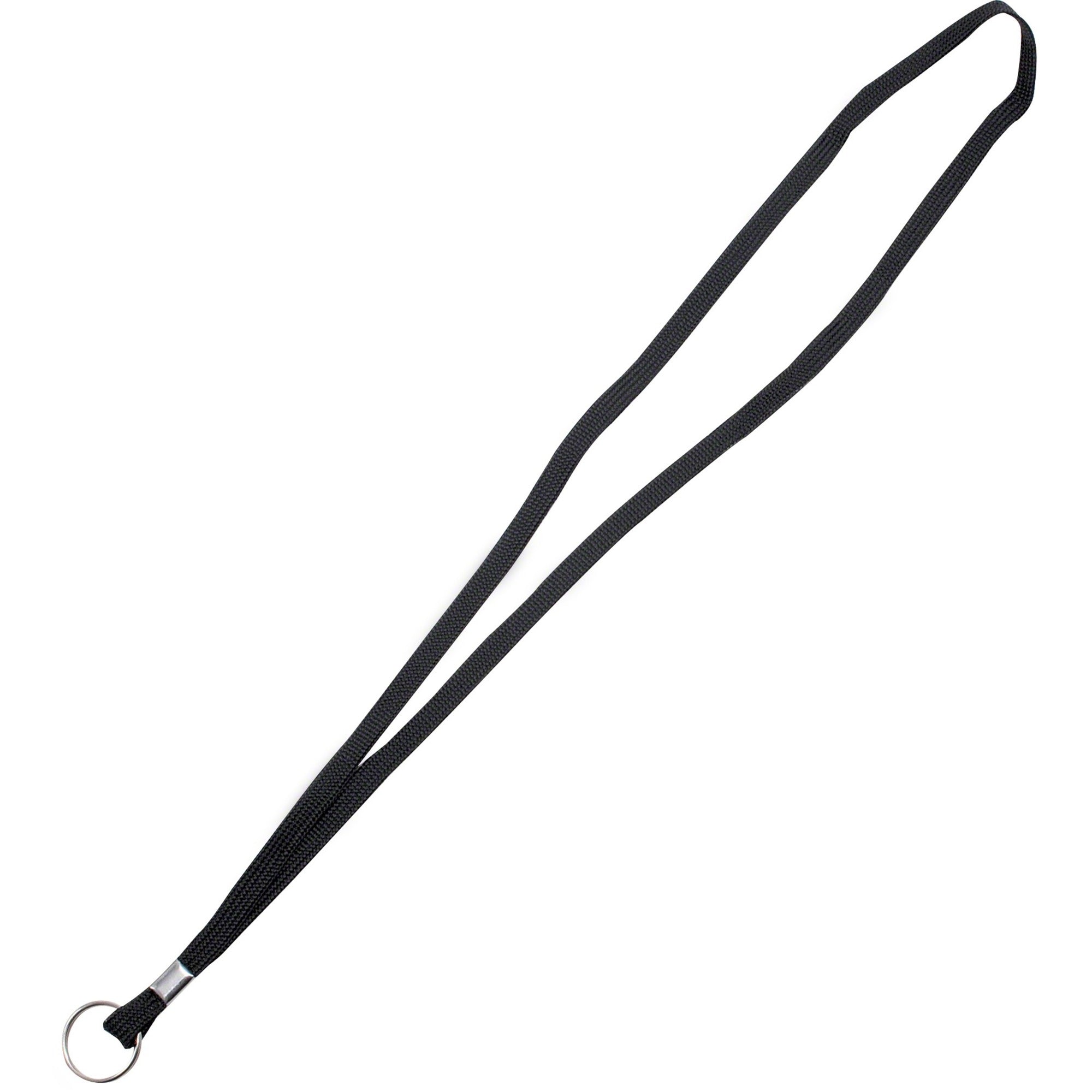 Advantus 36" Deluxe Lanyard with Key Ring - Ring Attachment - 36" Length - Black - Nylon, Cotton - 24 / Box