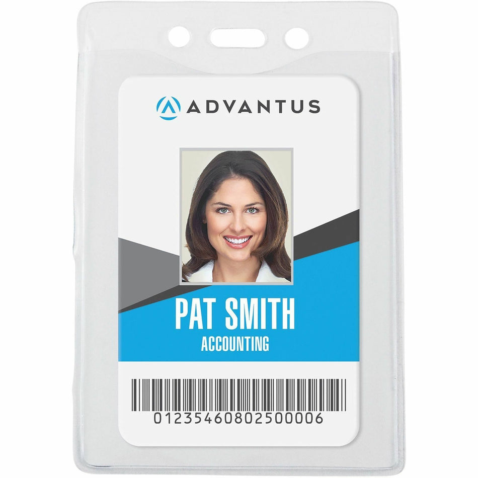 Advantus Vertical Security Badge Holder - Vinyl - 50 / Box