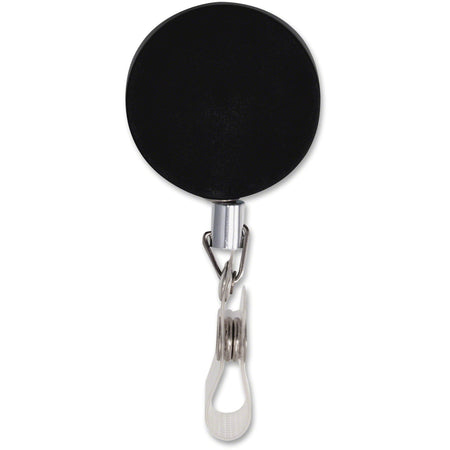 Advantus Badge Holder Heavy-duty Retractable ID Reel - Plastic, Steel - Black, Silver - 12 / Box