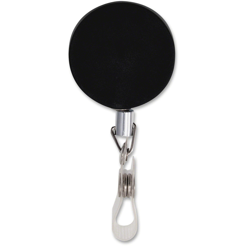 Advantus Badge Holder Heavy-duty Retractable ID Reel - Plastic, Steel - Black, Silver - 12 / Box