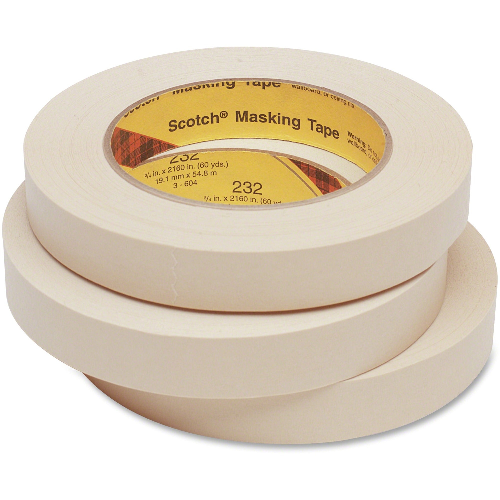 Scotch High-Performance Masking Tape - 60.15 yd Length x 0.47" Width x 6.3 mil Thickness - 3" Core - Tan - Rubber Backing - For Bundling, Holding, Protecting - 1 Roll