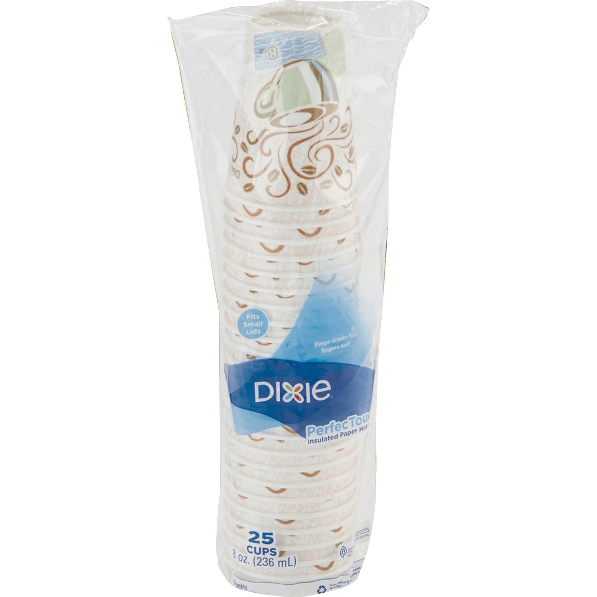 Dixie PerfecTouch 8 oz Coffee Cups: Insulated Paper Hot Cups - 25/Pack