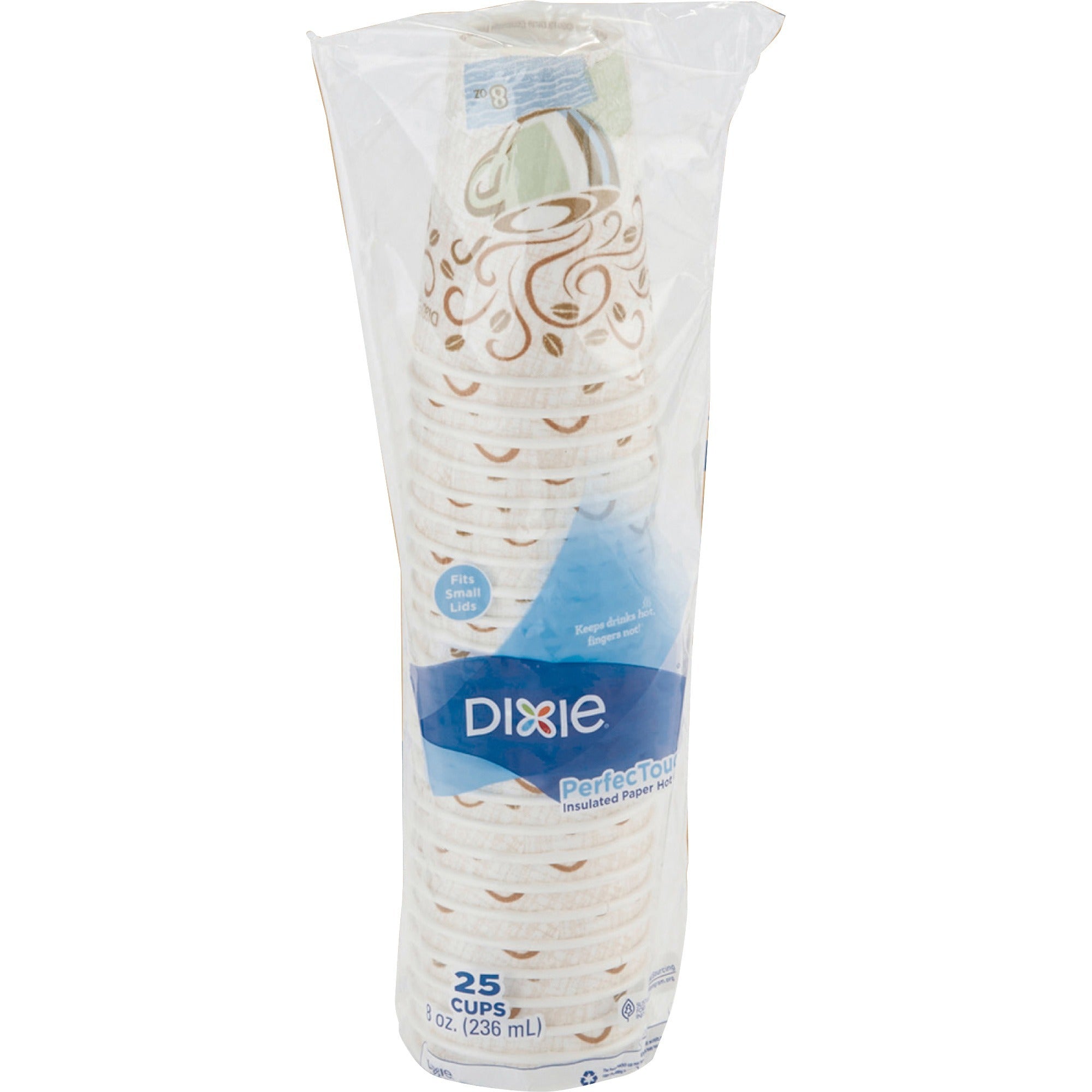 Dixie PerfecTouch 8 oz Coffee Cups: Insulated Paper Hot Cups - 25/Pack
