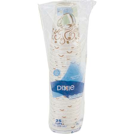 Dixie PerfecTouch 8 oz Coffee Cups: Insulated Paper Hot Cups - 25/Pack