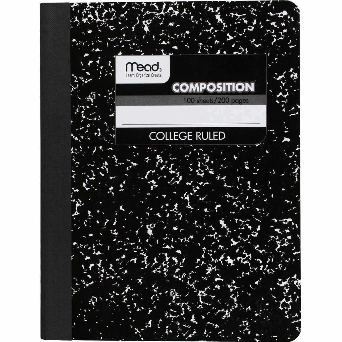 Mead Composition Book - Sewn - 7 1/2" x 9 3/4" Sheet Size - White Paper - Black Marble Cover - 1 Each