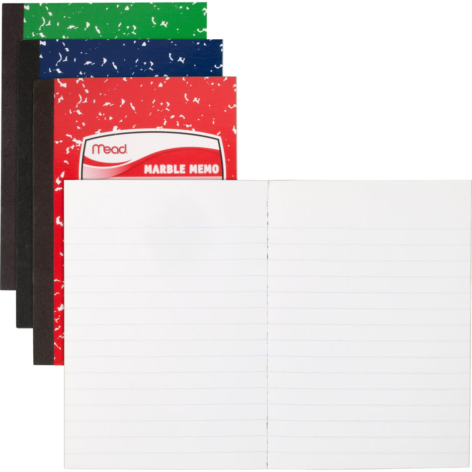 Mead Square Deal Colored Memo Book - 80 Sheets - Tape Bound - 3 1/2" x 4 1/2" Sheet Size - Assorted Marble Cover - 1 Each