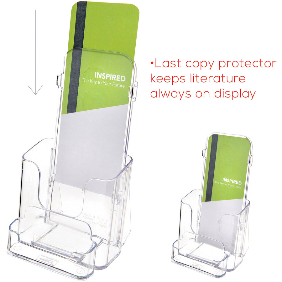 Deflecto Single Compartment DocuHolder w/ Business Card Holder - 2 Compartment(s) - 7.75" Height x 4.37" Width x 4.12" Depth - Desktop - Leaflet Size - Clear - Plastic - 1 Each