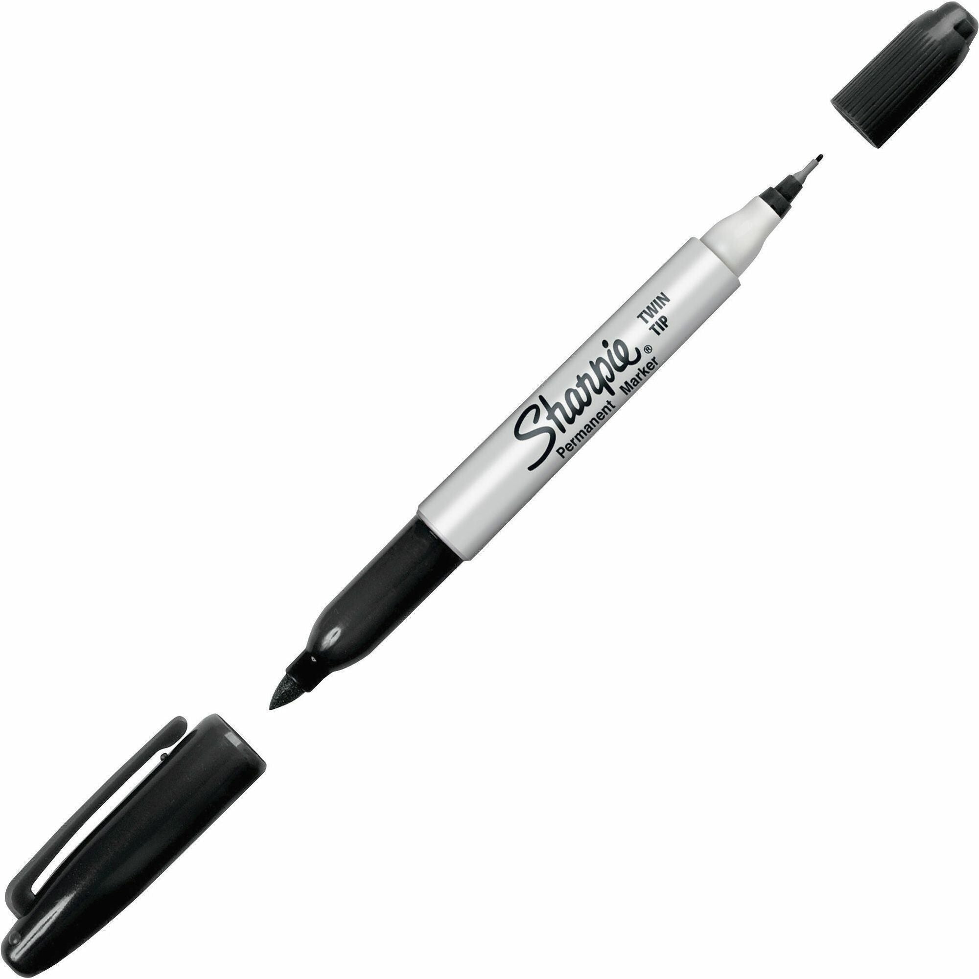 Sharpie Twin Tip Permanent Markers - Extra Fine, Fine Marker Point - Black Ink - Alcohol Based - 1 Each