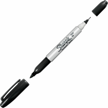Sharpie Twin Tip Permanent Markers - Extra Fine, Fine Marker Point - Black Ink - Alcohol Based - 1 Each