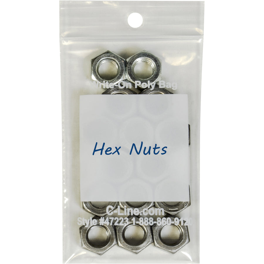 C-Line Write-On Reclosable Small Parts Bags - 3" Length x 2" Width - Clear - Poly - Multipurpose - 1000 / Carton