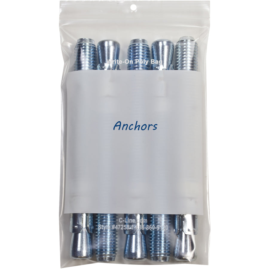 C-Line Write-On Reclosable Small Parts Bags - 8" Length x 5" Width - Clear - Poly - Multipurpose - 1000 / Carton
