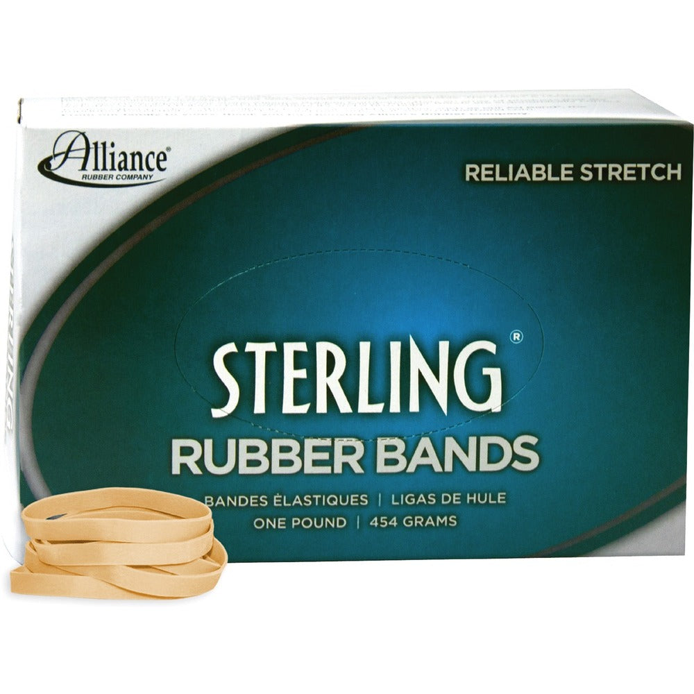 Alliance Rubber Sterling Rubber Bands - Size: #62 - 2.5" Length x 250 mil Thickness - Durable, Elastic - Natural Crepe - 600 / Box