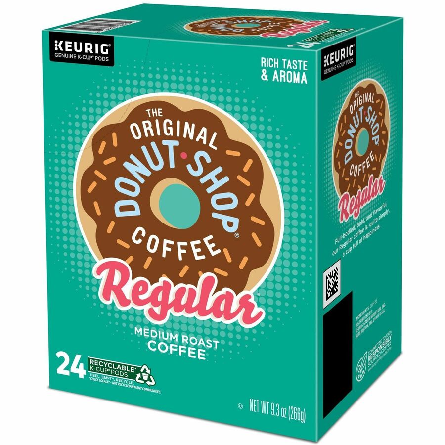 The Original Donut Shop® K-Cup, Pod Regular Keurig Single-Serve K-Cup Pods, Medium Roast Coffee, 24 Count - Compatible with Keurig Brewer - Regular - Medium - 0.4 oz - K-Cup, Pod - Donut Shop Blend - Kosher - 24 / Pack