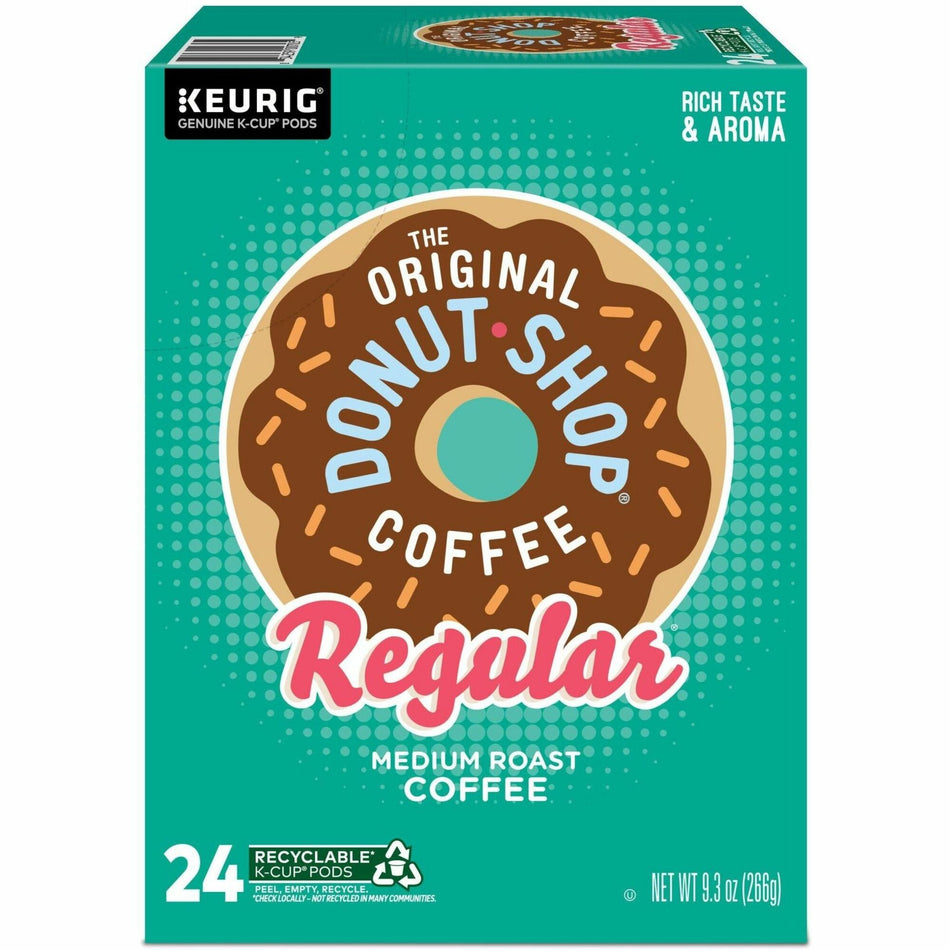 The Original Donut Shop® K-Cup, Pod Regular Keurig Single-Serve K-Cup Pods, Medium Roast Coffee, 24 Count - Compatible with Keurig Brewer - Regular - Medium - 0.4 oz - K-Cup, Pod - Donut Shop Blend - Kosher - 24 / Pack