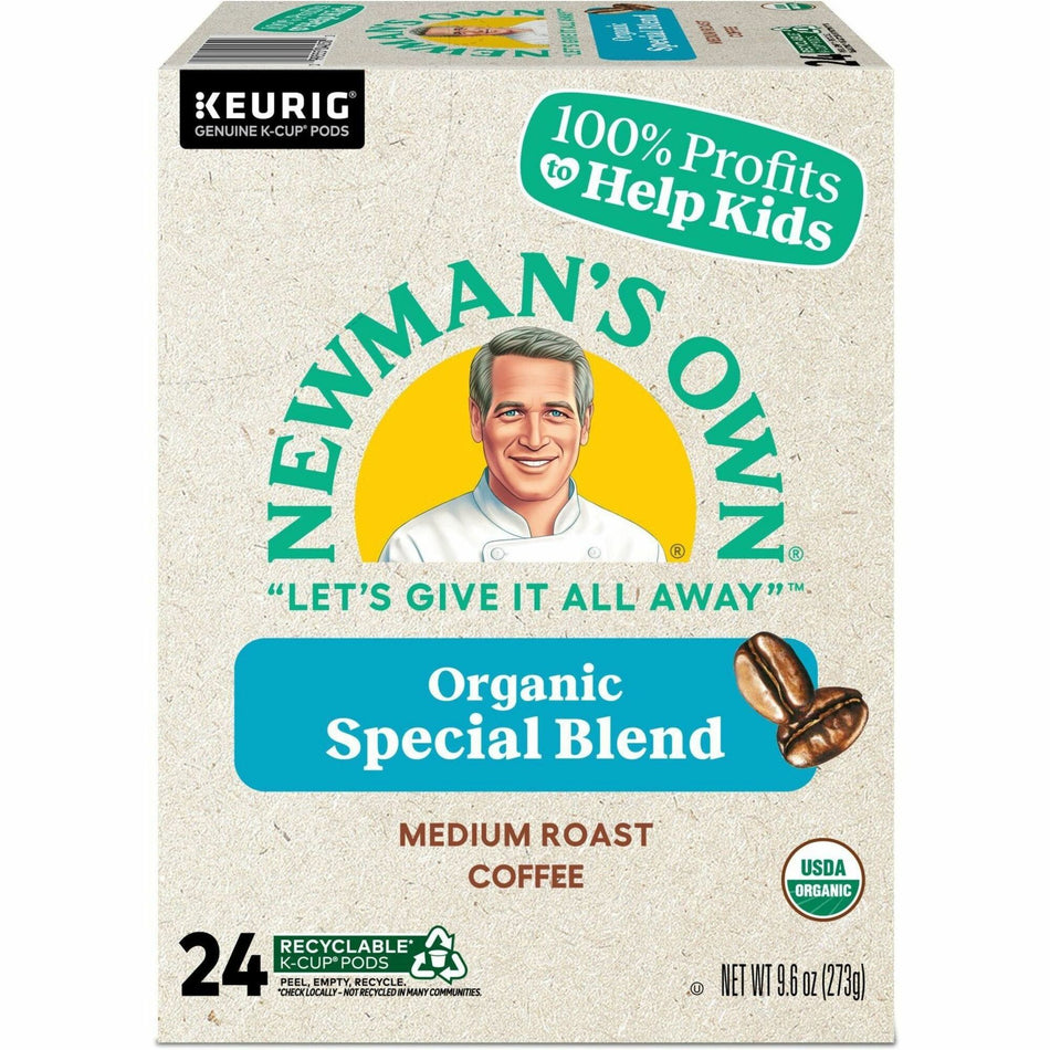 Newman's Own® Organics K-Cup, Pod Special Blend Keurig Single-Serve K-Cup Pods, Medium Roast Coffee, 24 Count - Compatible with Keurig Brewer - American - Medium - K-Cup, Pod - Special Blend - Kosher - 24 / Pack