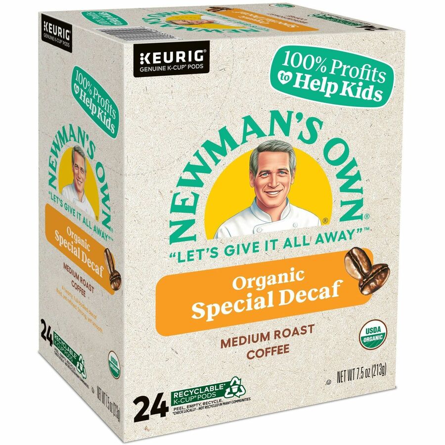 Newman's Own® Organics K-Cup, Pod Coffee - Compatible with Keurig Brewer - American - Medium - K-Cup, Pod - Decaf, Special Blend - Kosher - Decaffeinated - 24 / Pack