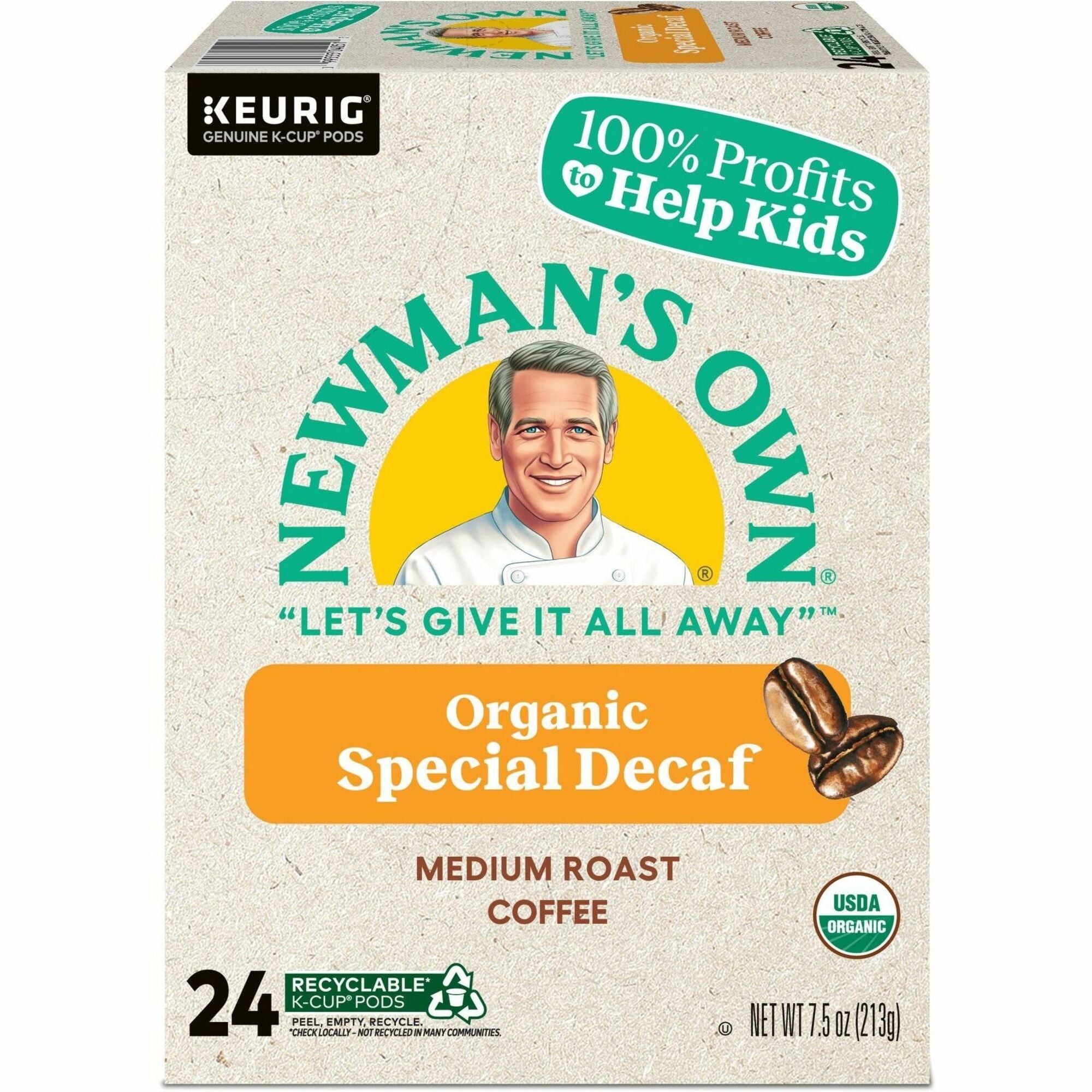 Newman's Own® Organics K-Cup, Pod Coffee - Compatible with Keurig Brewer - American - Medium - K-Cup, Pod - Decaf, Special Blend - Kosher - Decaffeinated - 24 / Pack